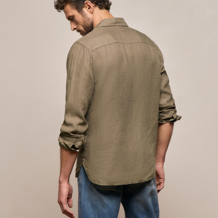 Lightweight Linen Shirt in Light Olive Pigment | James Perse Los Angeles