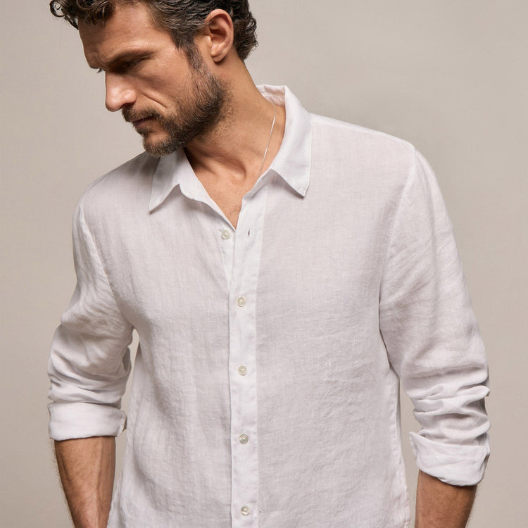 Lightweight Linen Shirt in White | James Perse Los Angeles