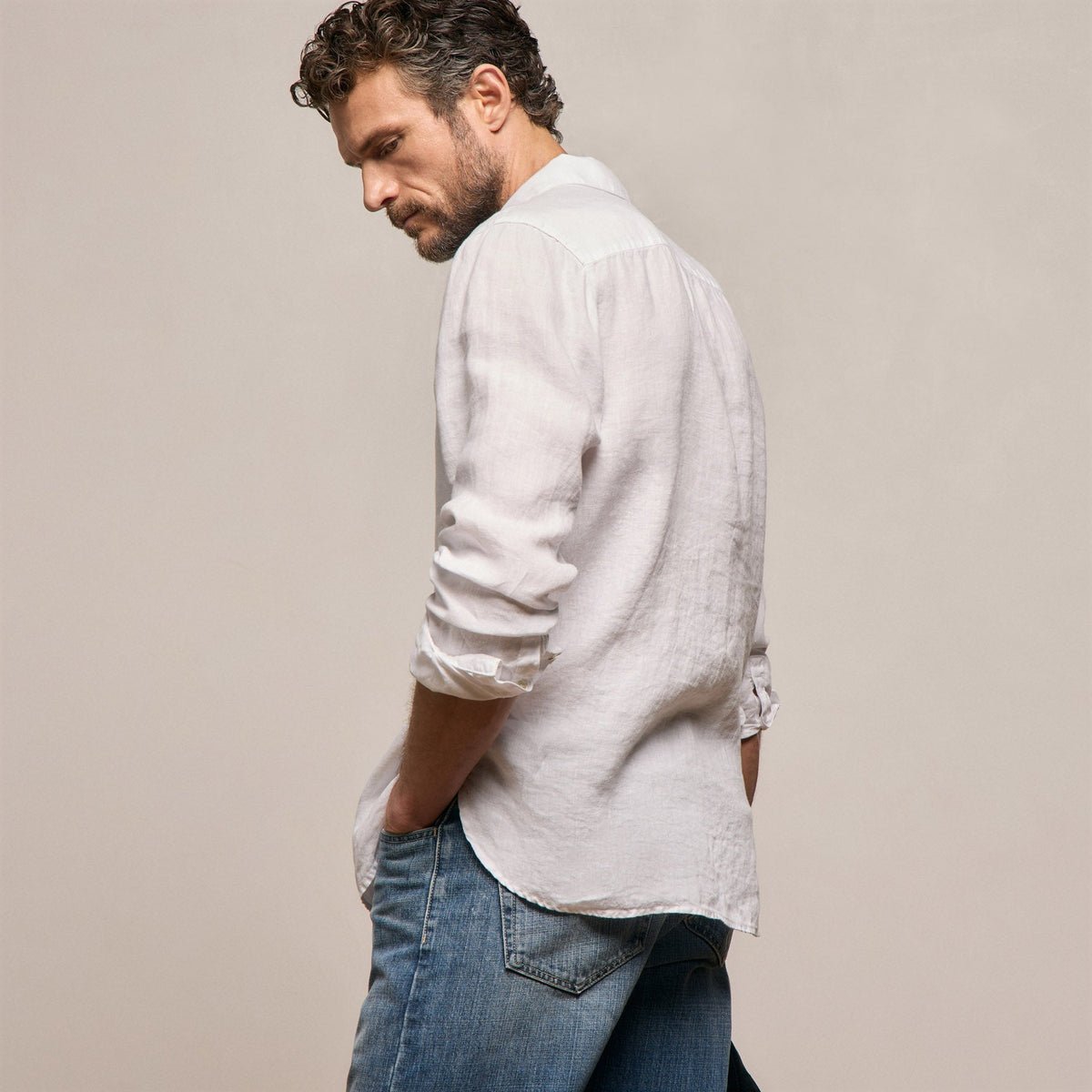 Lightweight Linen Shirt in White | James Perse Los Angeles