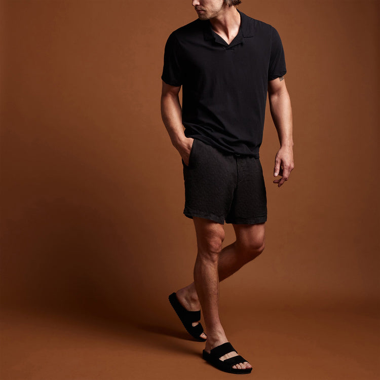 Lightweight Linen Short in Black | James Perse Los Angeles