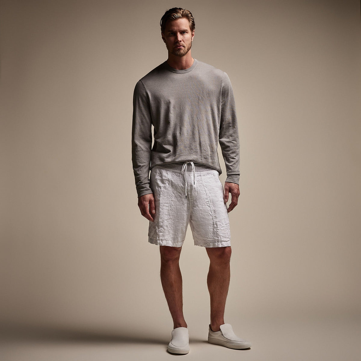 Utility Linen Short in White | James Perse Los Angeles