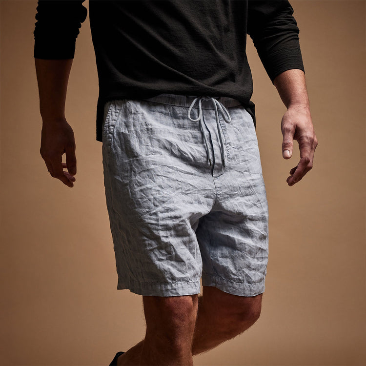 Relaxed Fit Linen Short in Open Sky Pigment | James Perse Los Angeles