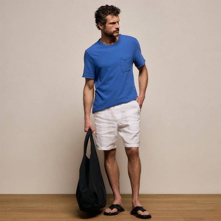 Lightweight Linen Relaxed Short in White | James Perse Los Angeles