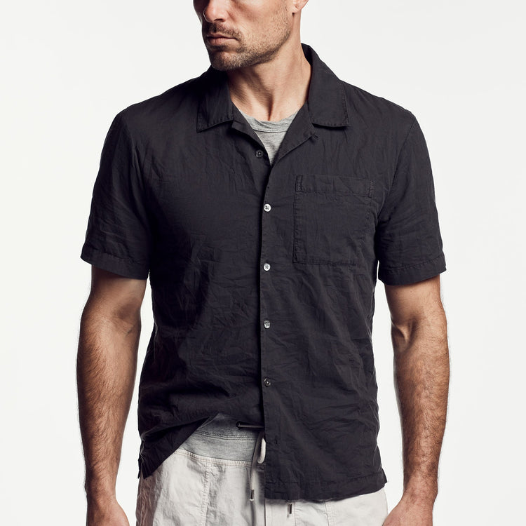 Voile Lotus Embroidered Shirt In Carbon Pigment | James Perse Los Angeles