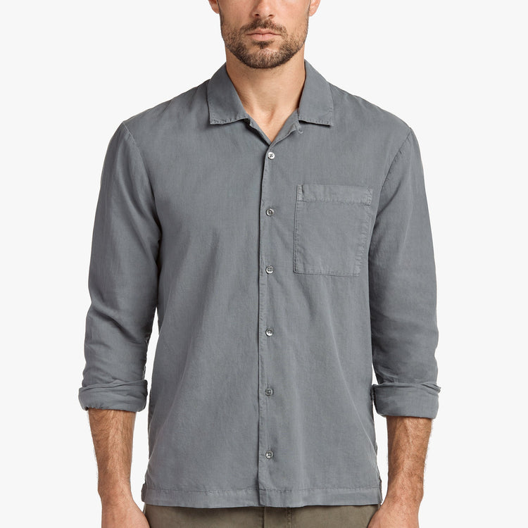Voile Embroidered Lotus Shirt In North Pigment | James Perse Los Angeles