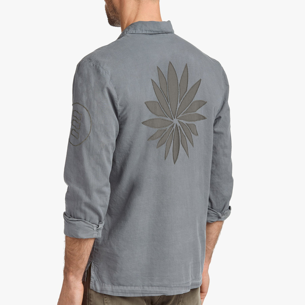 Voile Embroidered Lotus Shirt In North Pigment | James Perse Los Angeles