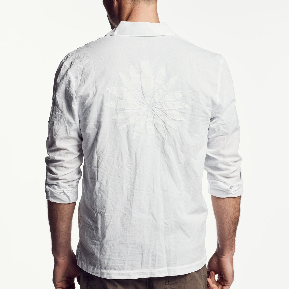 Voile Embroidered Lotus Shirt In White | James Perse Los Angeles