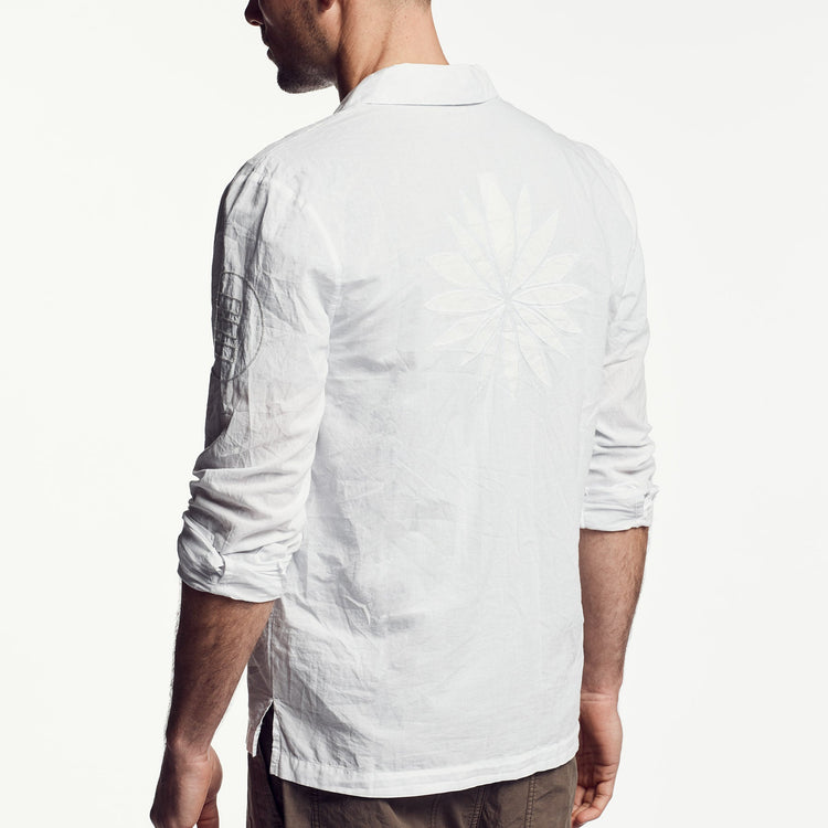 Voile Embroidered Lotus Shirt In White | James Perse Los Angeles