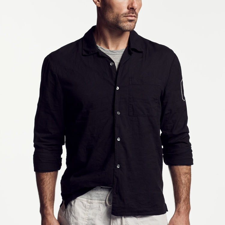 Cotton Lawn Utility Shirt in Black | James Perse Los Angeles