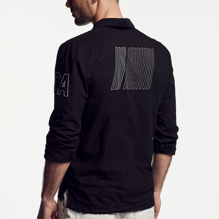 Cotton Lawn Utility Shirt in Black | James Perse Los Angeles