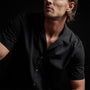 Double Layer Short Sleeve Shirt in Black/Silt | James Perse Los Angeles