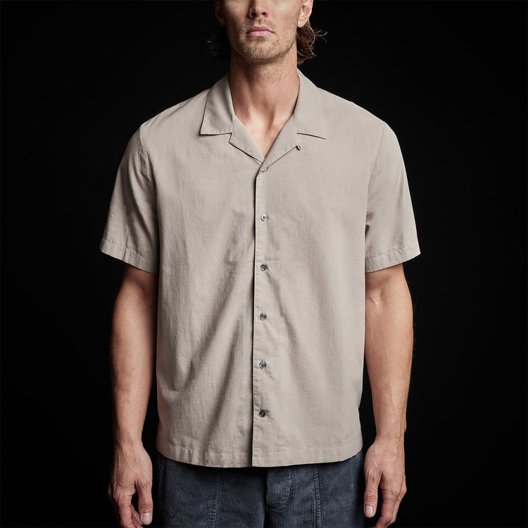 Double Layer Short Sleeve Shirt in Silt/White | James Perse Los Angeles