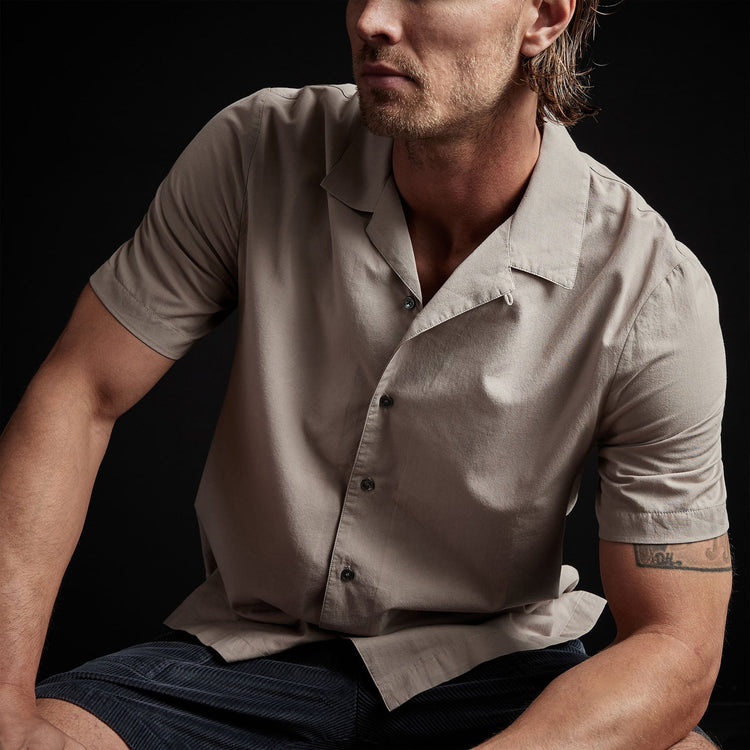 Double Layer Short Sleeve Shirt in Silt/White | James Perse Los Angeles