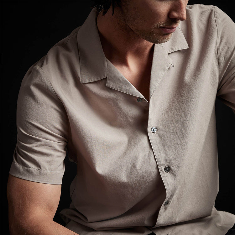 Double Layer Short Sleeve Shirt in Silt/White | James Perse Los Angeles