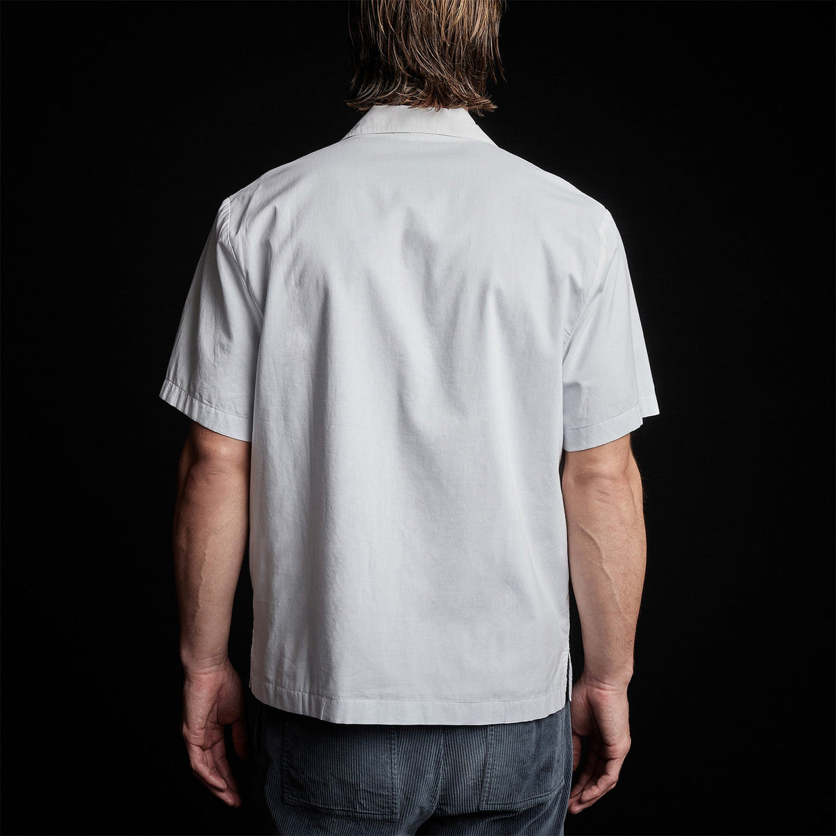 Double Layer Short Sleeve Shirt in White/Baby Blue | James Perse Los Angeles