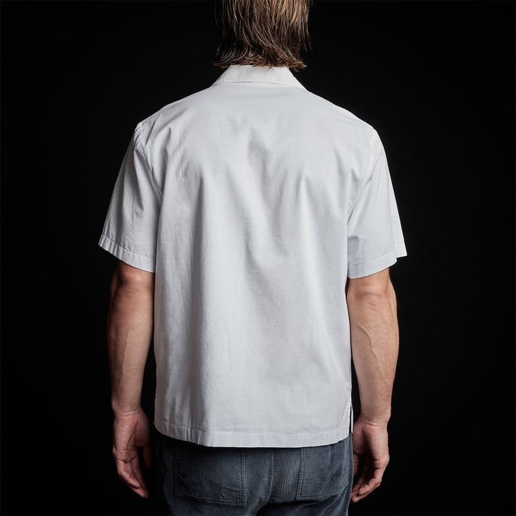 Double Layer Short Sleeve Shirt in White/Baby Blue | James Perse Los Angeles