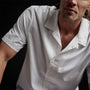 Double Layer Short Sleeve Shirt in White/Baby Blue | James Perse Los Angeles