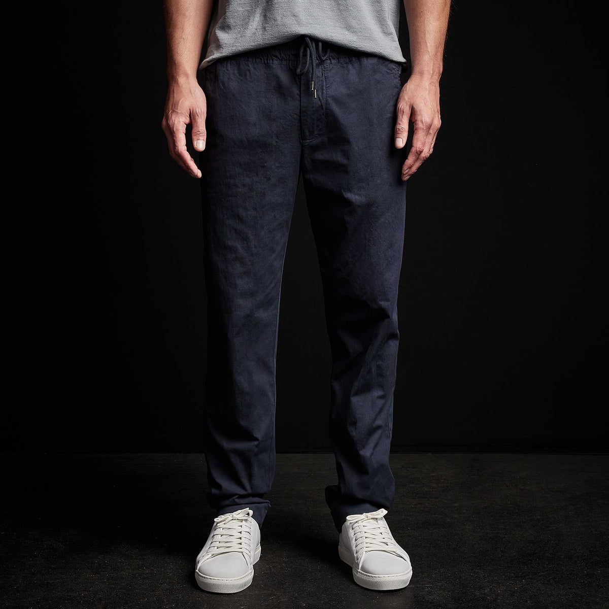 Cotton Linen Cuffed Trouser in Blue Oil | James Perse Los Angeles 