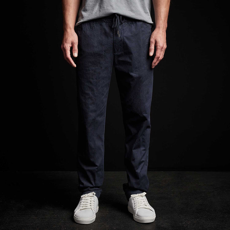 Cotton Linen Cuffed Trouser in Blue Oil | James Perse Los Angeles 