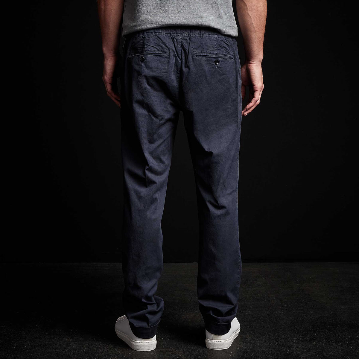 Cotton Linen Cuffed Trouser in Blue Oil | James Perse Los Angeles 