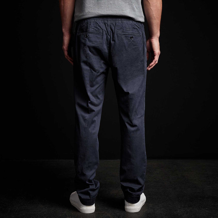 Cotton Linen Cuffed Trouser in Blue Oil | James Perse Los Angeles 