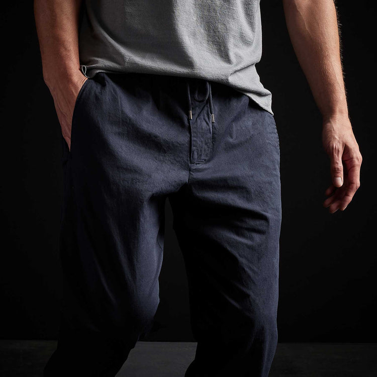 Cotton Linen Cuffed Trouser in Blue Oil | James Perse Los Angeles 