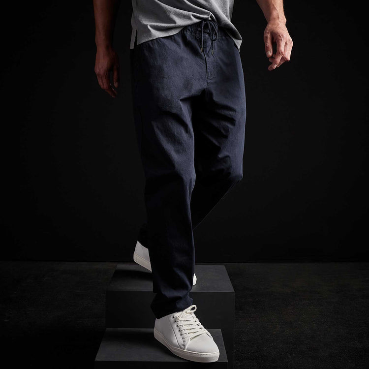 Cotton Linen Cuffed Trouser in Blue Oil | James Perse Los Angeles 