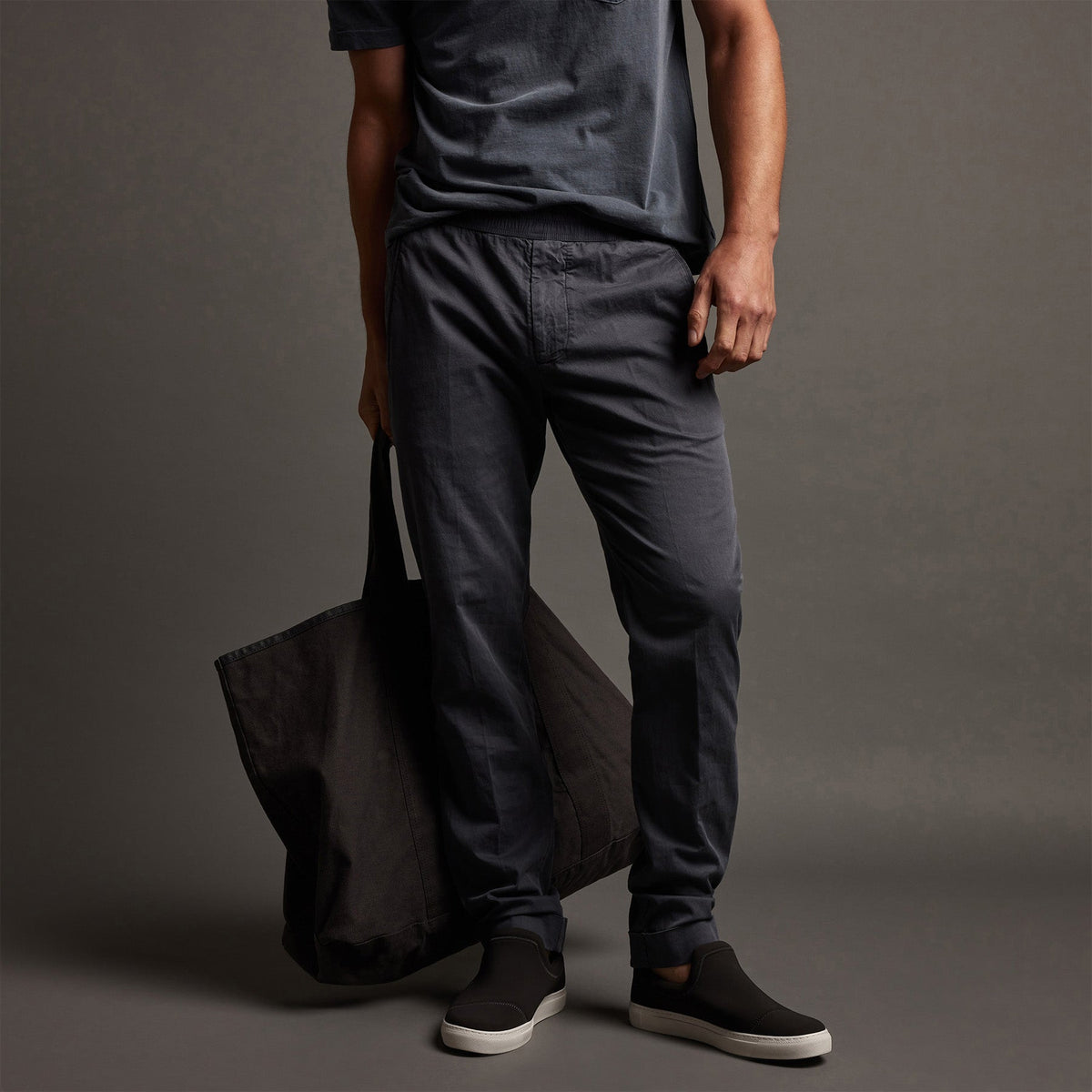 Cotton Linen Cuffed Trouser in Maine Pigment | James Perse Los Angeles