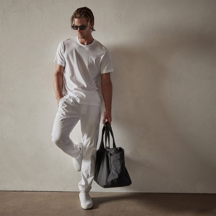 Cotton Linen Cuffed Trouser in White | James Perse Los Angeles