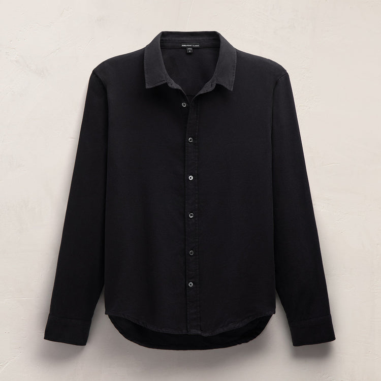 Cotton Flannel Shirting in Blue Black | James Perse Los Angeles