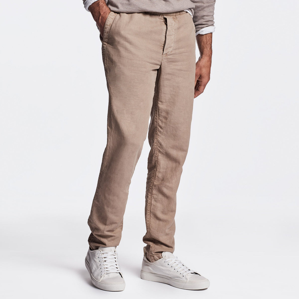 Cotton Linen Canvas Work Pant in British Khaki Pigment | James Perse Los Angeles