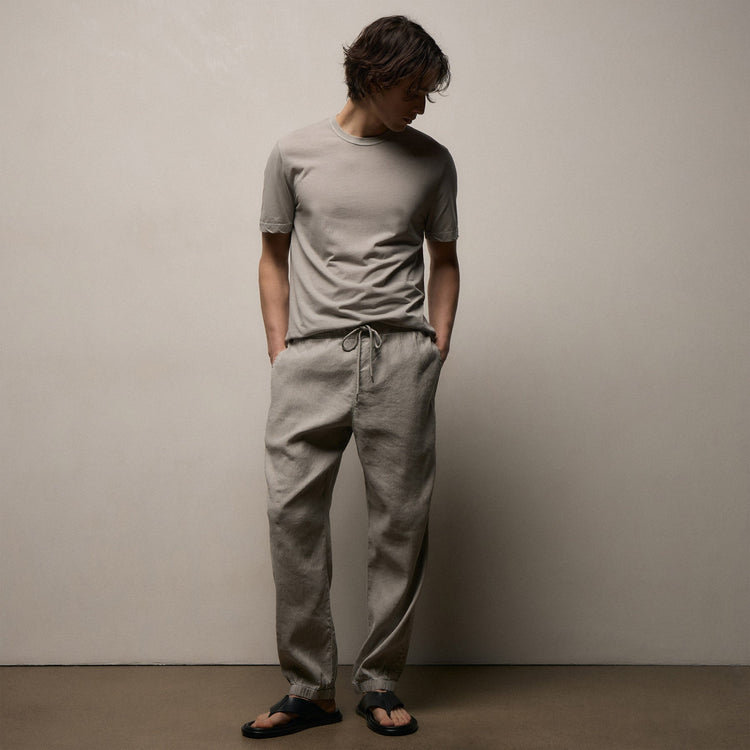 Stretch Linen Jogger in Fog Pigment | James Perse Los Angeles