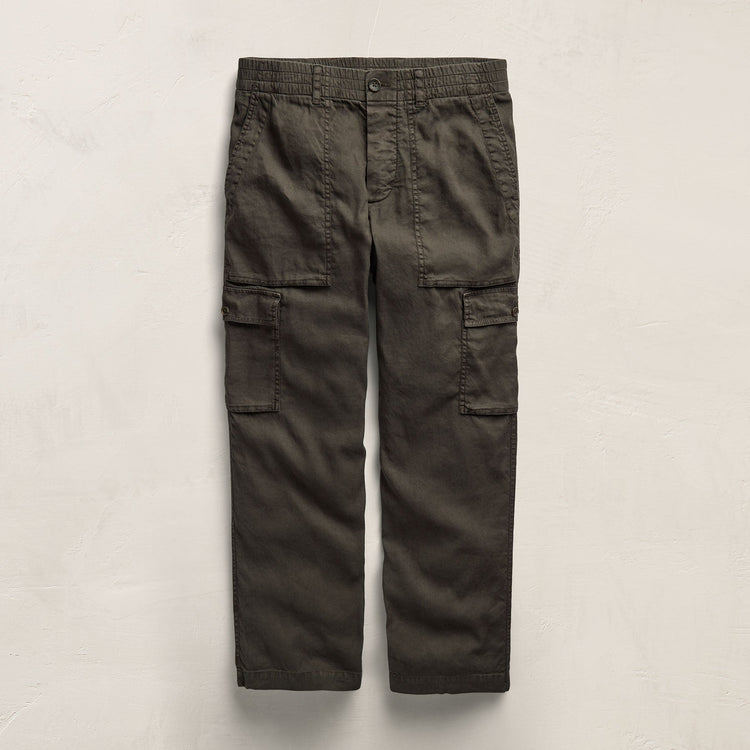 Stretch Linen Cargo Pant in Dark Olive Pigment | James Perse Los Angeles