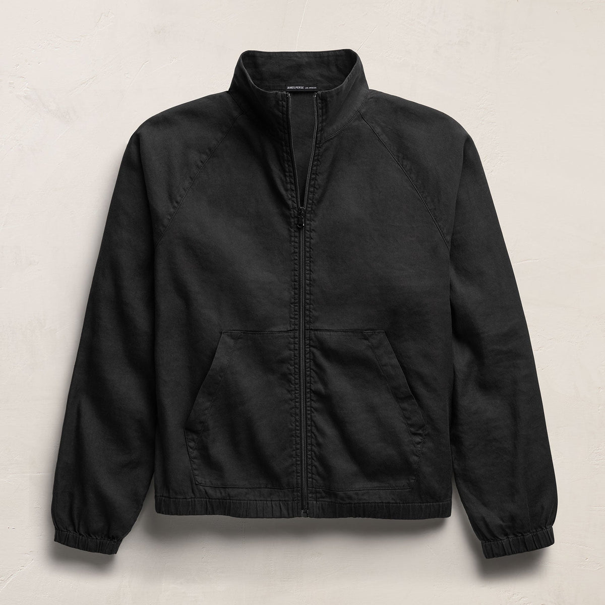 Stretch Linen Track Jacket in Black | James Perse Los Angeles