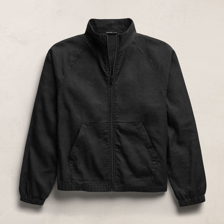 Stretch Linen Track Jacket in Black | James Perse Los Angeles