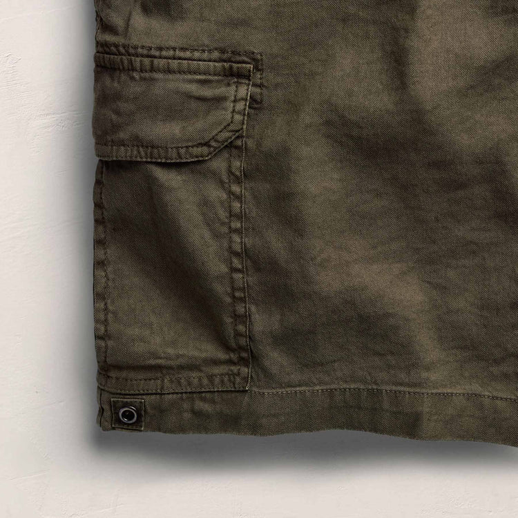 Linen Cotton Utility Short in Army Green Pigment | James Perse Los Angeles