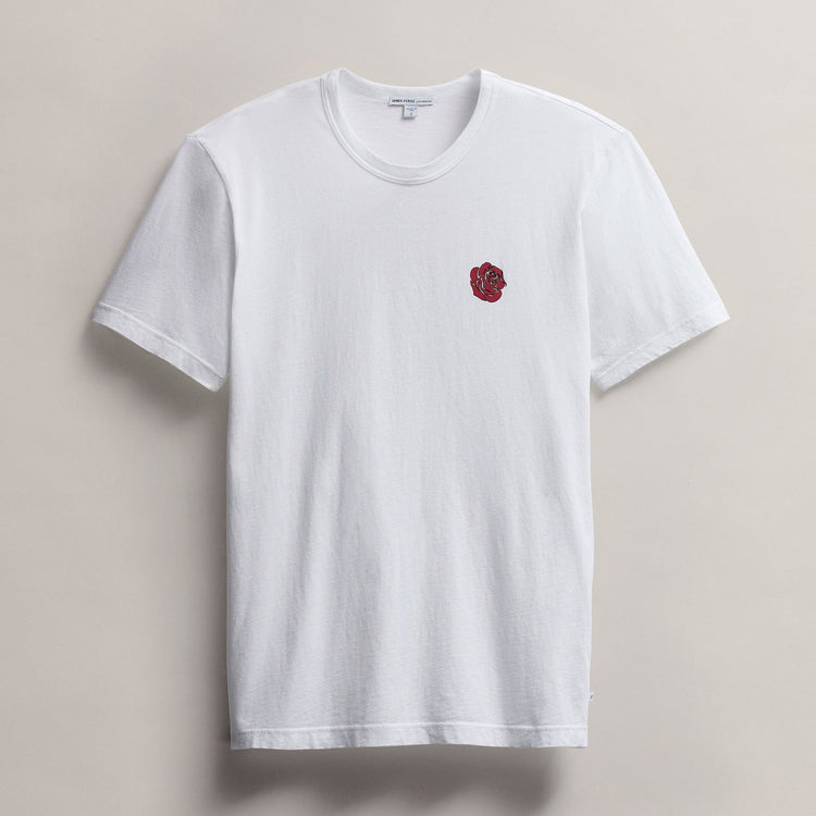 Men's Short Sleeve Crew Neck Grateful Dead Rose in White/Red | James Perse Los Angeles