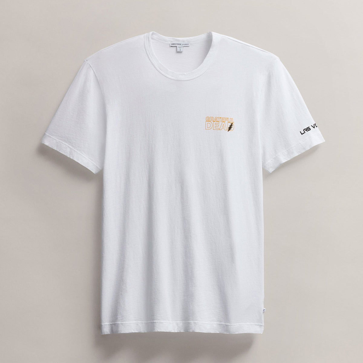 Men's Short Sleeve Crew Grateful Dead Sphere in White/Cadmium | James Perse Los Angeles