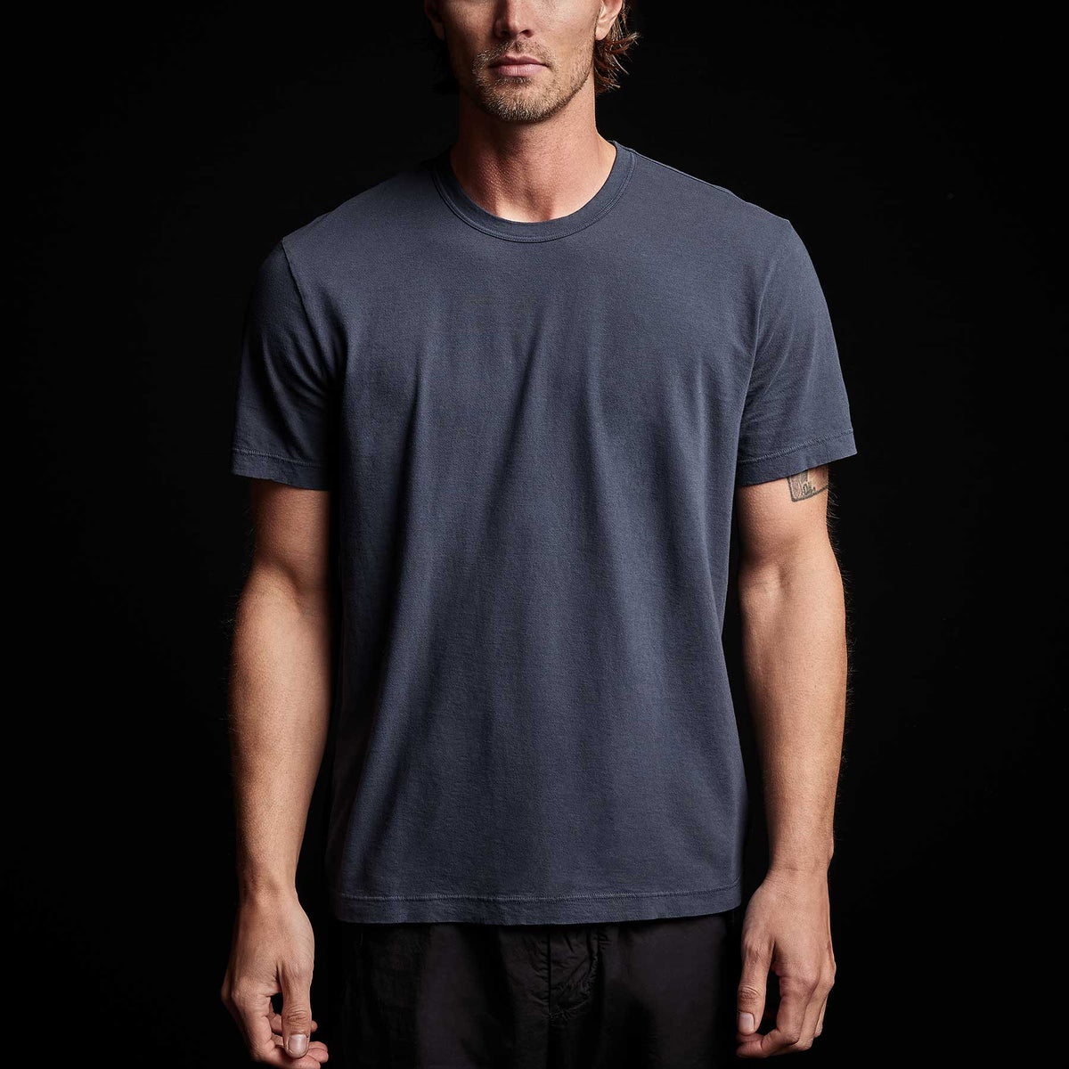 Short Sleeve Crew Palm Graphics in Blue Oil Pigment | James Perse Los Angeles 