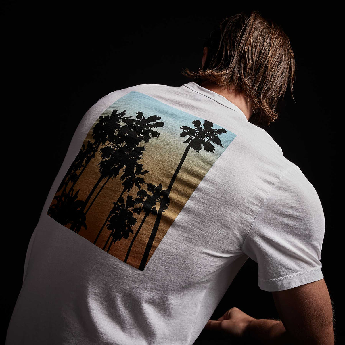 Short Sleeve Crew Palm Graphics in White | James Perse Los Angeles 