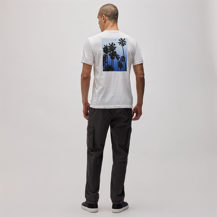 Short Sleeve Crew Palm Graphic in White/Blue | James Perse Los Angeles