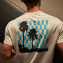 Short Sleeve Crew Palm Springs Graphic in White/Blue Lagoon | James Perse Los Angeles