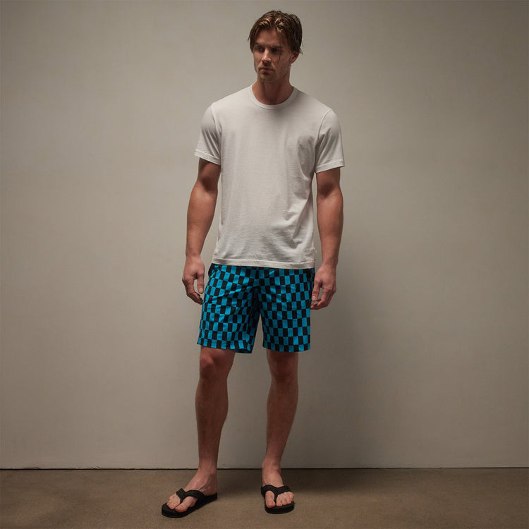 Short Sleeve Crew Palm Springs Graphic in White/Blue Lagoon | James Perse Los Angeles