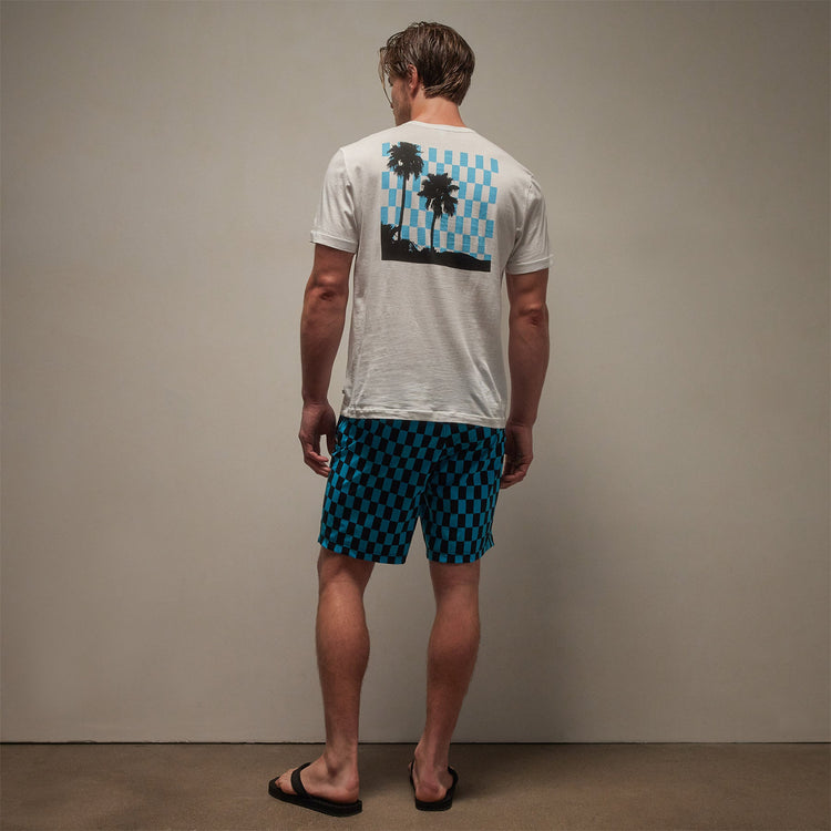 Short Sleeve Crew Palm Springs Graphic in White/Blue Lagoon | James Perse Los Angeles