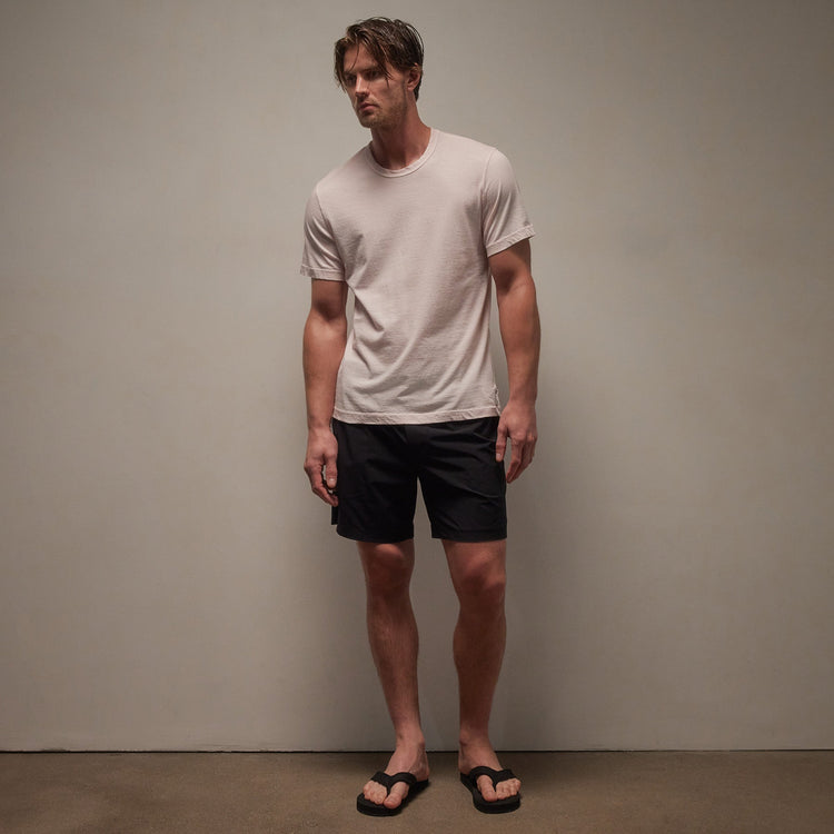Short Sleeve Crew Palm Springs Graphic in Zephyr Pigment/White | James Perse Los Angeles