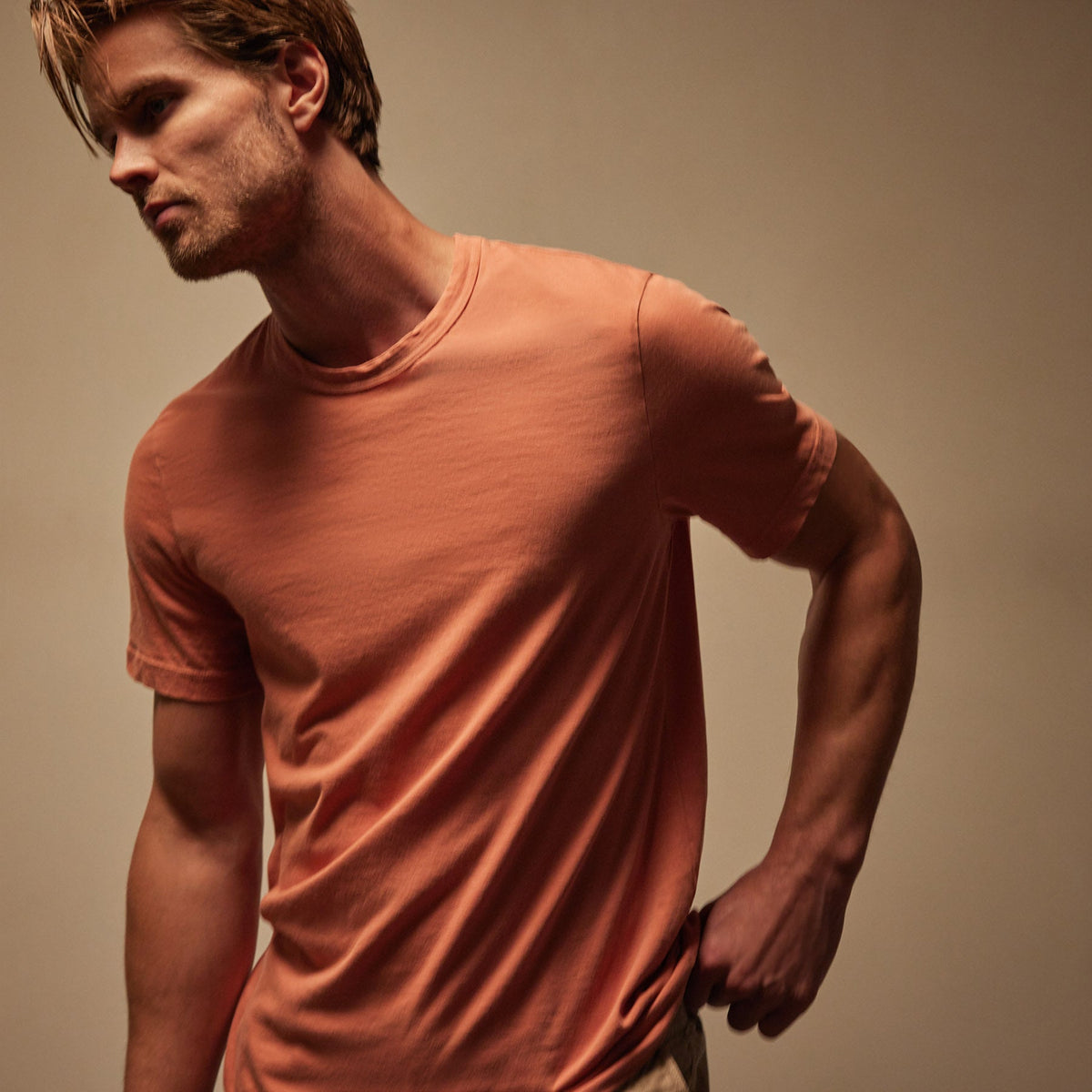 Short Sleeve Crew Neck in Adobe Pigment | James Perse Los Angeles