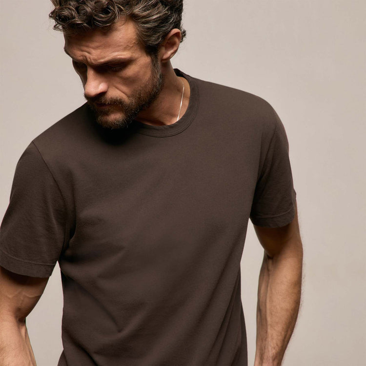 Short Sleeve Crew Neck in Bark Pigment | James Perse Los Angeles