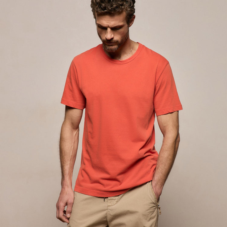 Short Sleeve Crew Neck in Blood Orange Pigment | James Perse Los Angeles