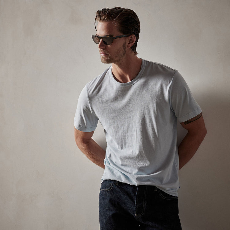 Short Sleeve Crew Neck in Baby Blue Pigment | James Perse Los Angeles