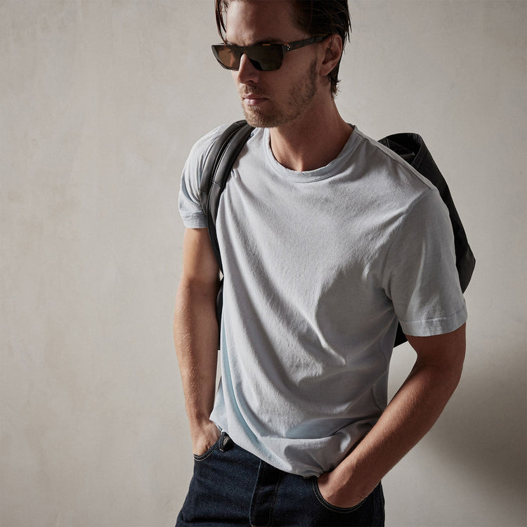 Short Sleeve Crew Neck in Baby Blue Pigment | James Perse Los Angeles